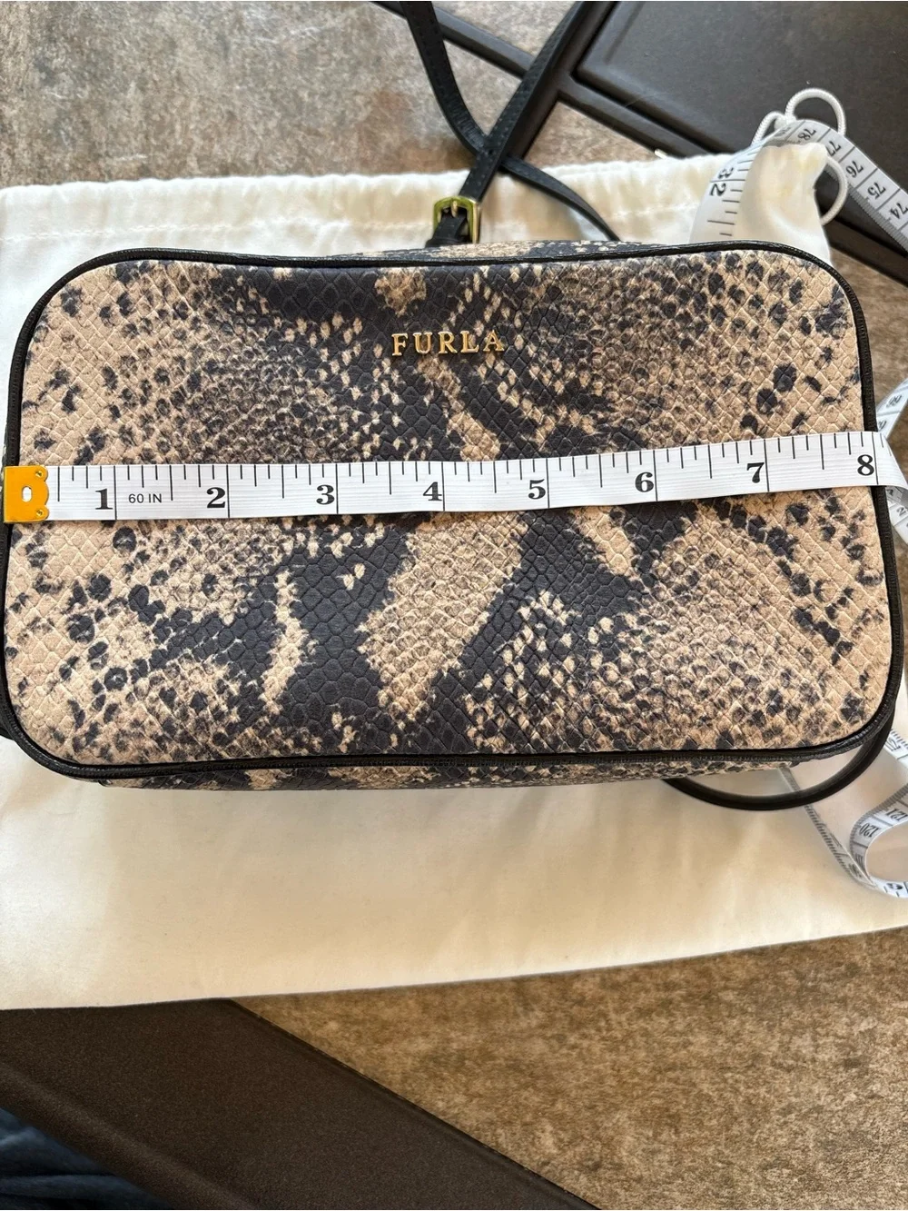 Furla Black & Beige Python-Print Crossbody Bag